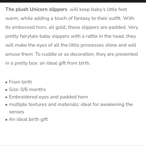 doudou et campagnie paris fluffy unicorn baby girl rattle slippers, 0-6 months - Picture 13 of 13